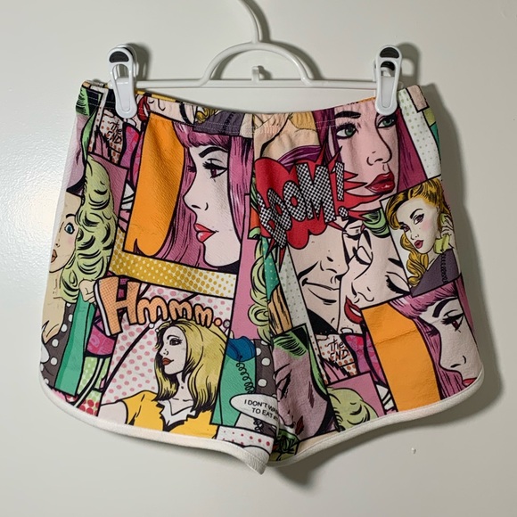 ๐5/$20๐ Shein Pop Art Comic Print Dolphin Shorts #1 - Picture 4 of 5